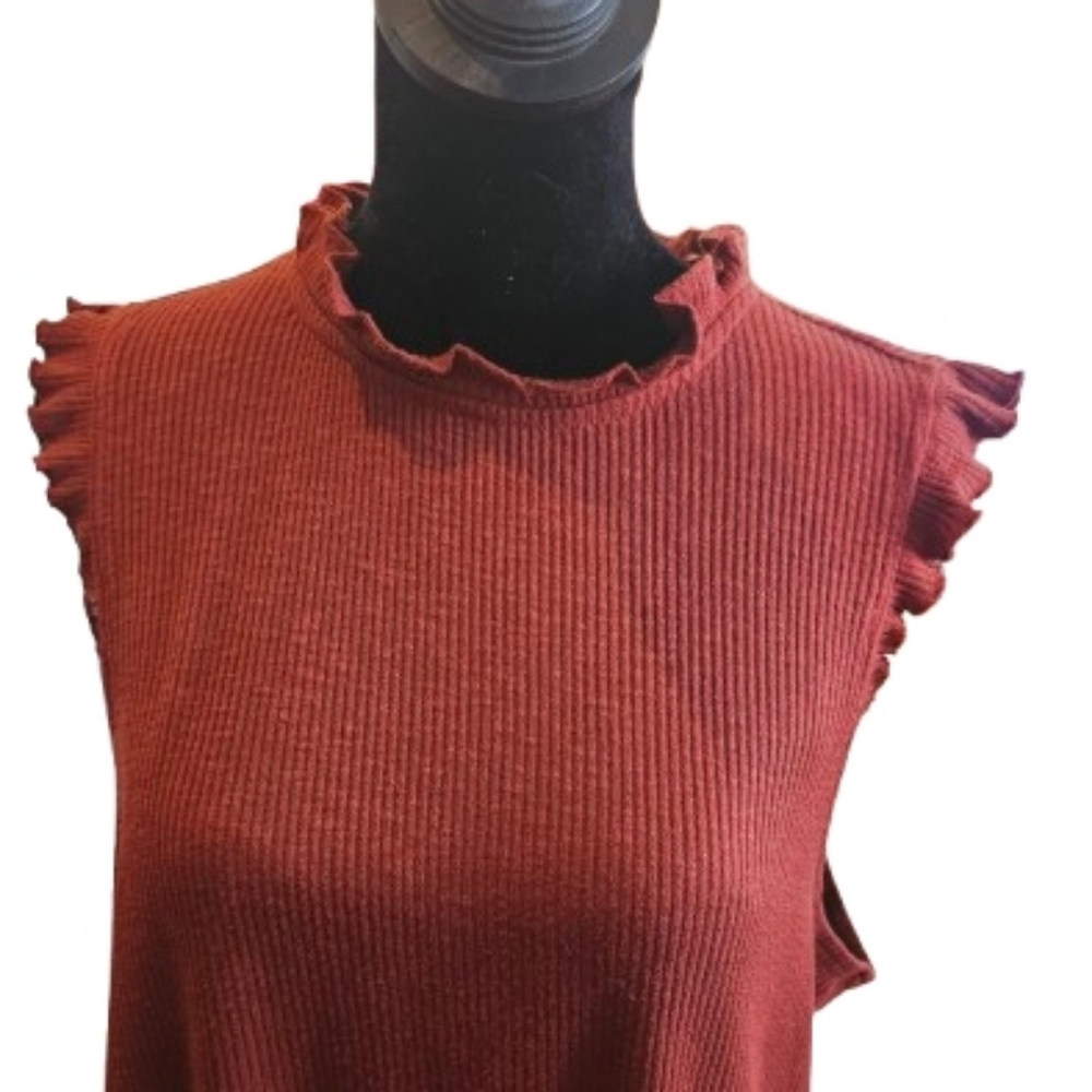 Maurices Ruffle Trim Tank Top - Rust Color - Picture 2 of 7